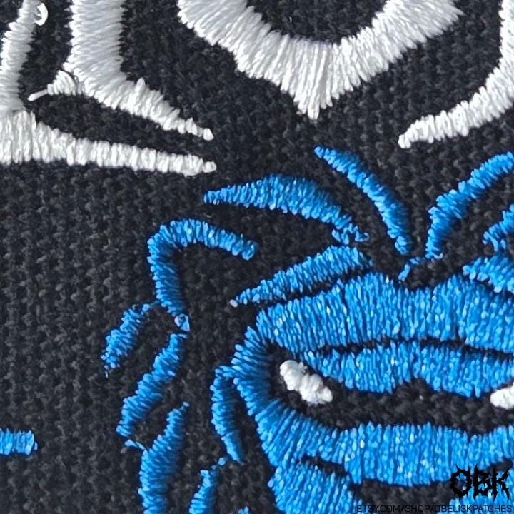 Detroit Lions Death Metal Style Patch ~ High Quality Embroidery, Durable Weatherproof Canvas