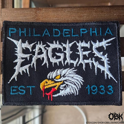 Philadelphia Eagles Death Metal Style ~ High Quality Embroidery, Durable Weatherproof Canvas Patch