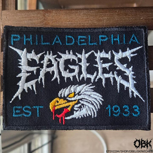 Philadelphia Eagles Death Metal Style ~ High Quality Embroidery, Durable Weatherproof Canvas Patch