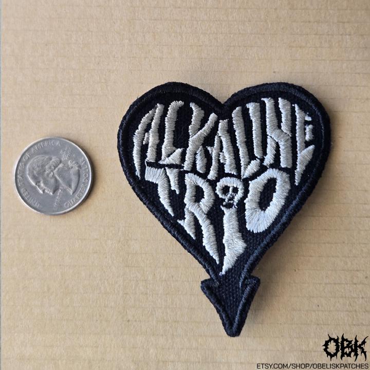 Alkaline Trio Embroidered Canvas Patch, Heart Skull Design