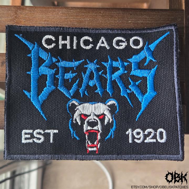 Chicago Bears Death Metal Style Patch ~ High Quality Embroidery, Durable Weatherproof Canvas