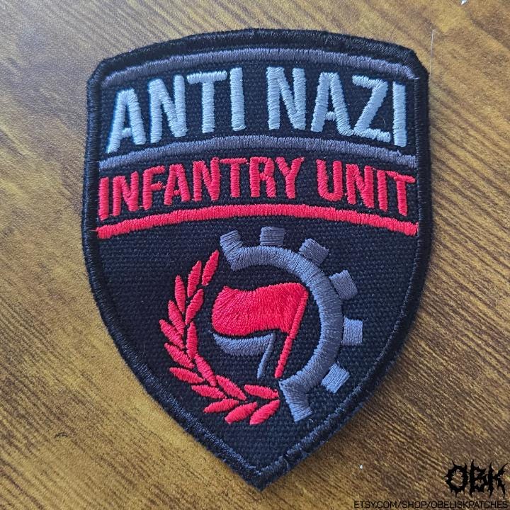 Anti Nazi Badge v2 ~ Embroidered Durable Weatherproof Canvas Patch