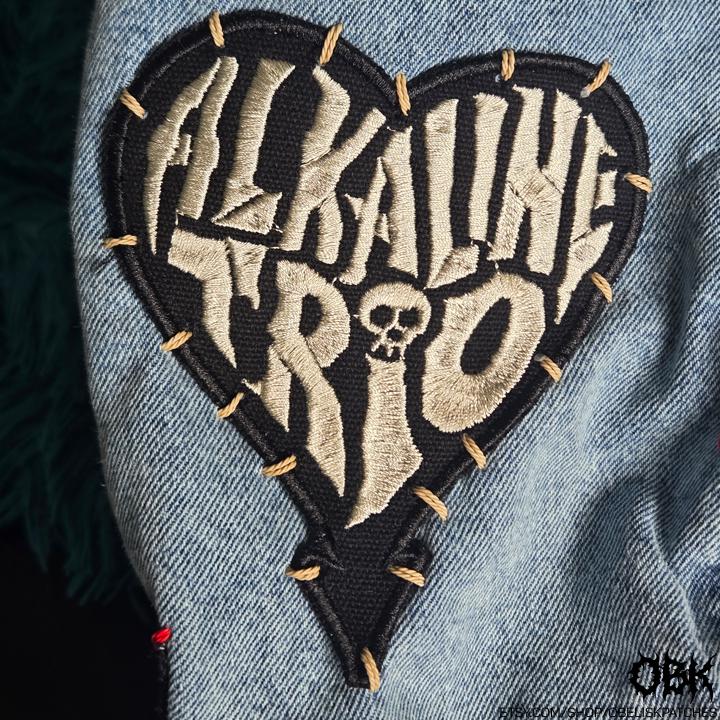 Alkaline Trio Embroidered Canvas Patch, Heart Skull Design